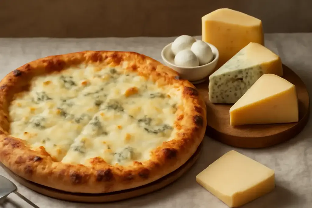 Pizza quattro formaggi: abbinamento dei latticini per un equilibrio che non stanca mai