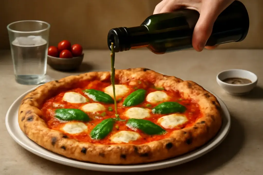 Olio aromatizzato sulla pizza: il modo corretto di usarlo per esaltare il sapore senza coprirlo