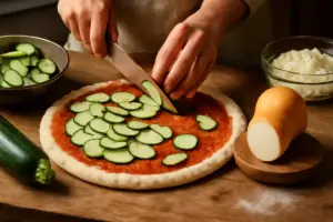 Come si prepara la pizza con zucchine e scamorza? Tecnica di taglio che evita la pizza acquosa